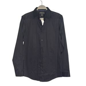 INC Men's Slim Fit Buttondown Shirt Black Size Small 14-14.5 Neck